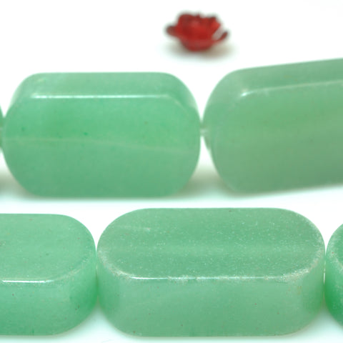 YesBeads Natural Green Aventurine smooth flat rectangle beads wholesale gemstone jewelry 15"