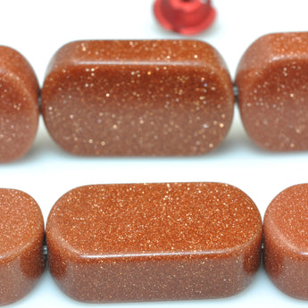 YesBeads Gold Sandstone goldstone smooth flat rectangle beads wholesale gemstone jewelry 15"