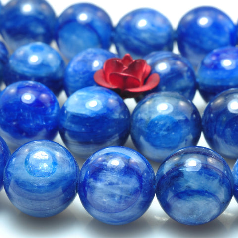 YesBeads Natural Blue kyanite gemstone AA grade smooth round loose beads wholesale jewelry making 8mm