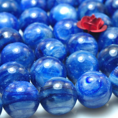 YesBeads Natural Blue kyanite gemstone AA grade smooth round loose beads wholesale jewelry making 8mm