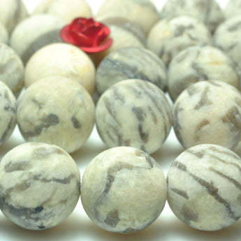 YesBeads Natural Feldspar gemstone matte round beads wholesale jewelry 15"