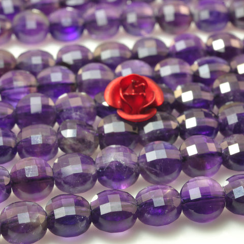 YesBeads Natural Dark Amethyst gemstone micro faceted coin loose beads wholesale jewelry making 15"