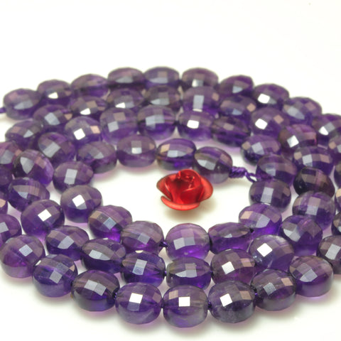 YesBeads Natural Dark Amethyst gemstone micro faceted coin loose beads wholesale jewelry making 15"