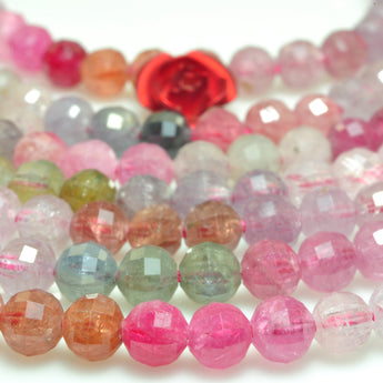 YesBeads Natural Rainbow Spinel multi mixed gemstone micro faceted loose round beads wholesale jewelry making supplies 15"