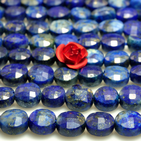 YesBeads Natural Lapis Lazuli micro faceted coin loose beads wholesale gemstone jewelry making 6mm 15"full strand