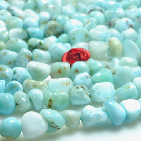 YesBeads Natural Larimar gemstone smooth pebble chip loose beads blue stones wholesale jewelry making bracelet design 15''