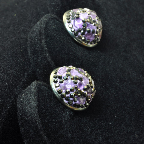 YesBeads Earrings Stone chips paved CZ rhinestone crystal stud earrings coin shape whoelesale fashion jewelry