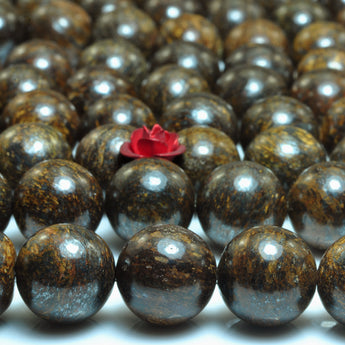 YesBeads Bronzite stone smooth loose round beads wholesale gemstone jewelry making supplies 15"