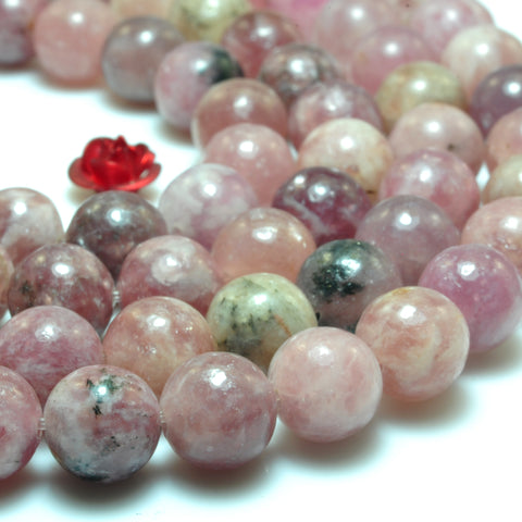 YesBeads Natural Purple Lepidolite smooth round beads gemstone 4mm-8mm 15"