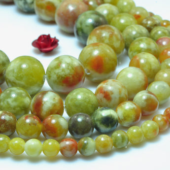 YesBeads Natural Serpentine Jade smooth round beads gemstone 4mm-14mm 15.5"