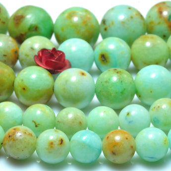 YesBeads Natural Chrysoprase gemstone smooth round beads Australian jade 15.5"