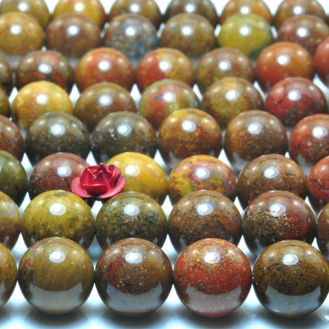 YesBeads Natural Rainbow Jasper smooth round beads brown red gemstone wholesale jewelry making 15"