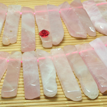 YesBeads Natural Rose Quartz dagger gemstone smooth slabs slices beads gemstone wholesale 15.5"