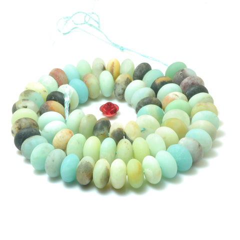 YesBeads Natural Amazonite matte rondelle loose beads gemstone wholesale jewelry making 15"