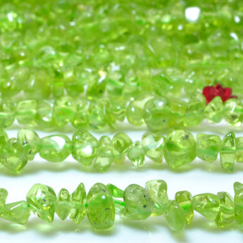 35 inches Natural Green Peridot smooth pebble chips beads wholesale gemstone 5-8mm