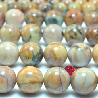 YesBeads Natural Mexico Venus Jasper smooth round loose beads wholesale gemstone jewelry 15"