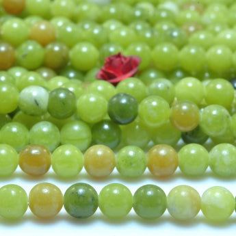 YesBeads Natural Green Jade smooth round beads wholesale gemstone jewelry making 4mm 15"