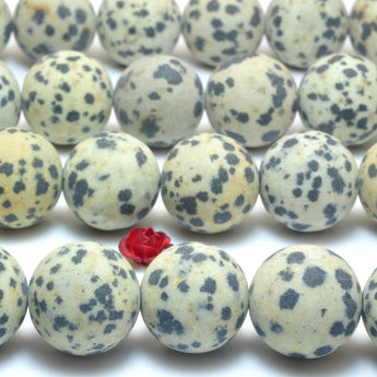 Natural Dalmatian Jasper matte round beads wholesale gemstone jewelry making bracelet necklace diy