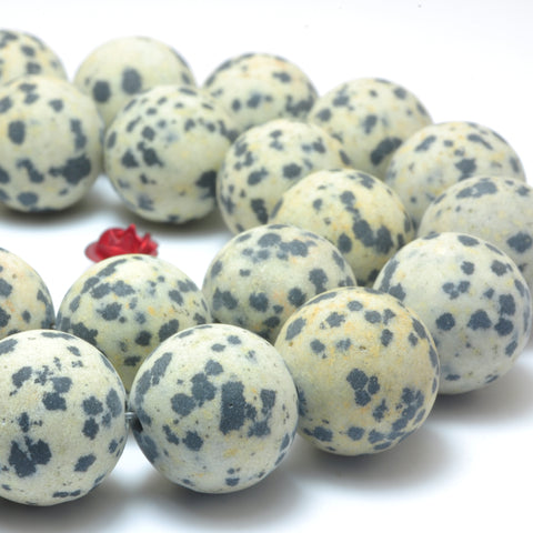 Natural Dalmatian Jasper matte round beads wholesale gemstone jewelry making bracelet necklace diy