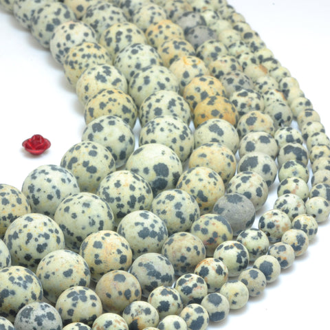 Natural Dalmatian Jasper matte round beads wholesale gemstone jewelry making bracelet necklace diy