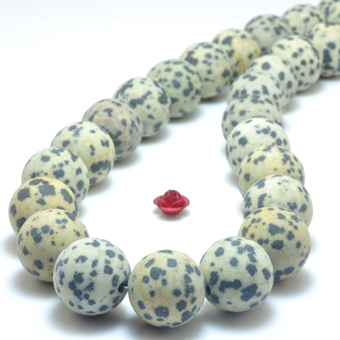 Natural Dalmatian Jasper matte round beads wholesale gemstone jewelry making bracelet necklace diy