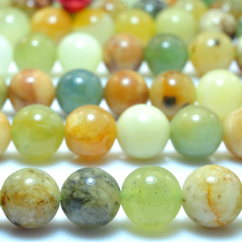 YesBeads Nautral flower jade smooth round loose beads rainbow gemstone wholesale jewelry making 15"