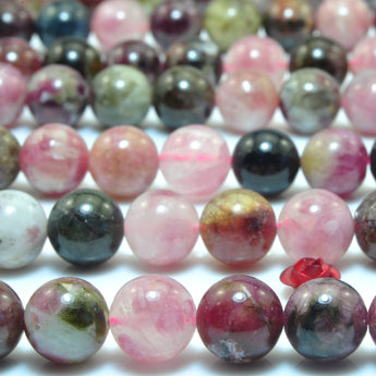 YesBeads A grade natural Watermelon Tourmaline gemstone smooth round beads wholesale 15"