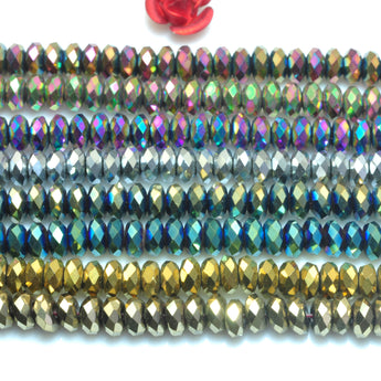 YesBeads Titanium plated hematite faceted rondelle loose beads wholesale gemstone jewelry 2x4mm 15"