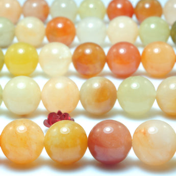 YesBeads Natural Gold Silk Jade smooth round beads yellow jade gemstone wholesale jewelry making 15"