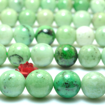 YesBeads Natural Green Garnet smooth round loose beads wholesale gemstone jewelry making 15"