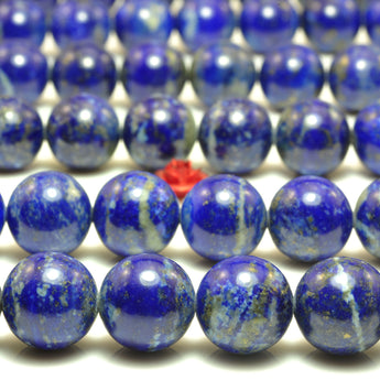 YesBeads Natural Lapis Lazuli smooth loose round beads wholesale gemstone jewelry making 15''