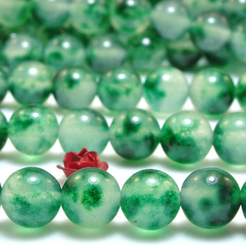 Iced Jadeite floating flower Green Jade stone smooth round loose beads wholesale gemstone jewelry making bracelets necklace