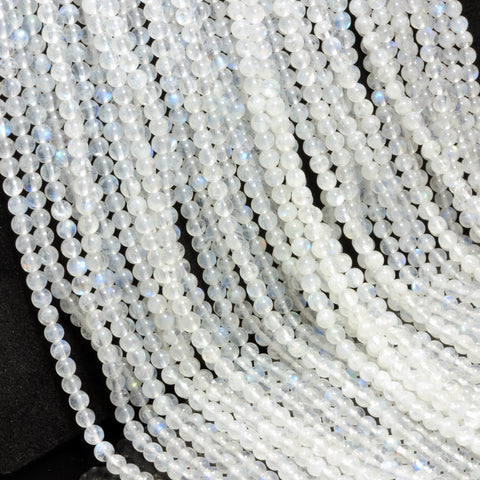 YesBeads Natural Rainbow Moonstone A grade smooth round loose beads white gemstone wholesale 15"