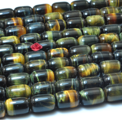 Natural Blue Golden Tiger Eye smooth barrel drum beads loose gemstone wholesale for jewelry making DIY bracelet 15"