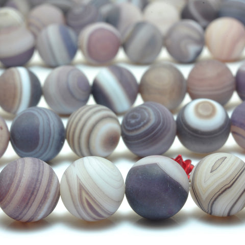 YesBeads Natural Banded Agate matte round loose beads purple brown agate gemstone whoelsale jewelry 15"