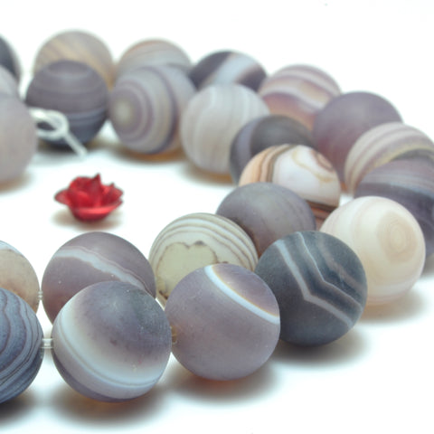 YesBeads Natural Banded Agate matte round loose beads purple brown agate gemstone whoelsale jewelry 15"