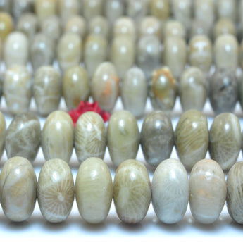 Natural Fossil Coral Jasper smooth rondelle beads wholesale gemstone jewelry making 15''