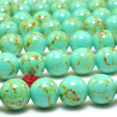 Green Turquoise smooth round Synthetic beads wholesale gemstone jewelry making bracelet diy stuff