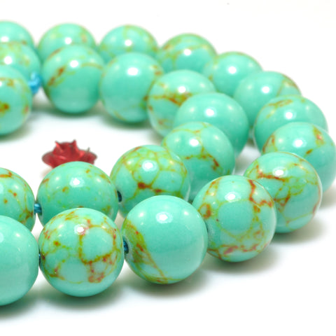 Green Turquoise smooth round Synthetic beads wholesale gemstone jewelry making bracelet diy stuff