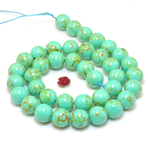 Green Turquoise smooth round Synthetic beads wholesale gemstone jewelry making bracelet diy stuff