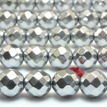 YesBeads Silver Hematite titanium coated stone faceted round beads gemstone wholesale jewelry making