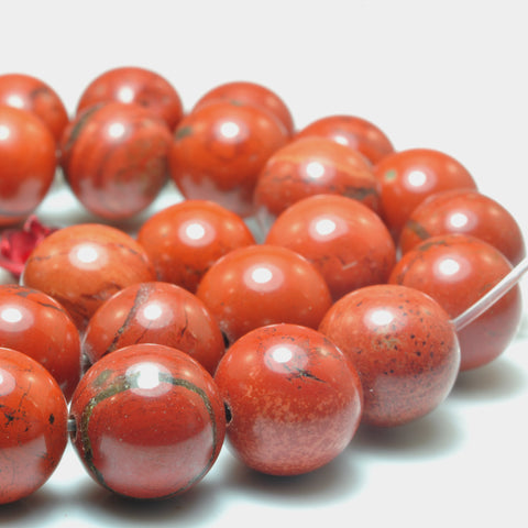 YesBeads Natural Red Jasper smooth round loose beads gemstone wholesale jewelry making 15"