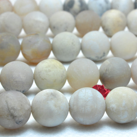 YesBeads Natural Ocean Fossil Coral Agate matte round loose beads wholesale gemstone jewerly 15"