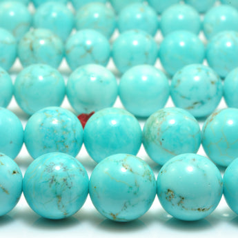 Blue Turquoise smooth round loose beads wholesale gemstone jewelry making bracelet necklace diy