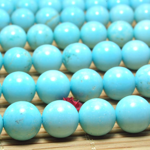 YesBeads Blue Turquoise smooth round loose beads wholesale gemstone jewelry making