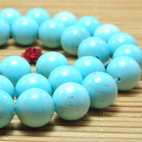 YesBeads Blue Turquoise smooth round loose beads wholesale gemstone jewelry making