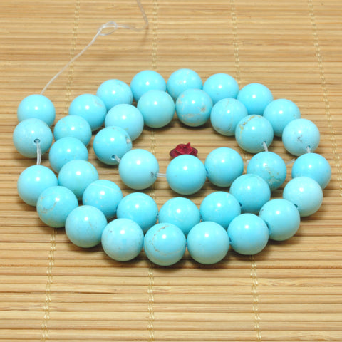 YesBeads Blue Turquoise smooth round loose beads wholesale gemstone jewelry making