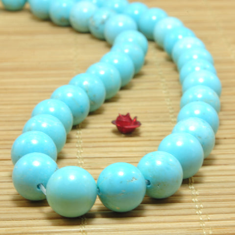 YesBeads Blue Turquoise smooth round loose beads wholesale gemstone jewelry making