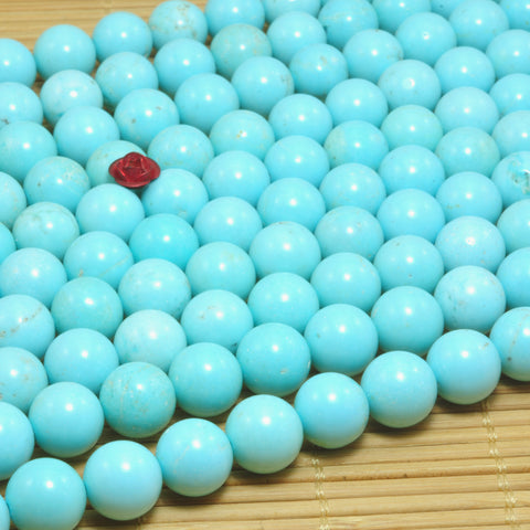 YesBeads Blue Turquoise smooth round loose beads wholesale gemstone jewelry making