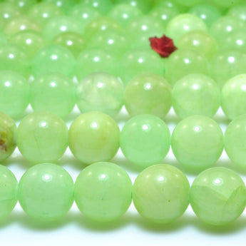 YesBeads Green Agate smooth round loose beads gemstone wholesale jewelry making 15"